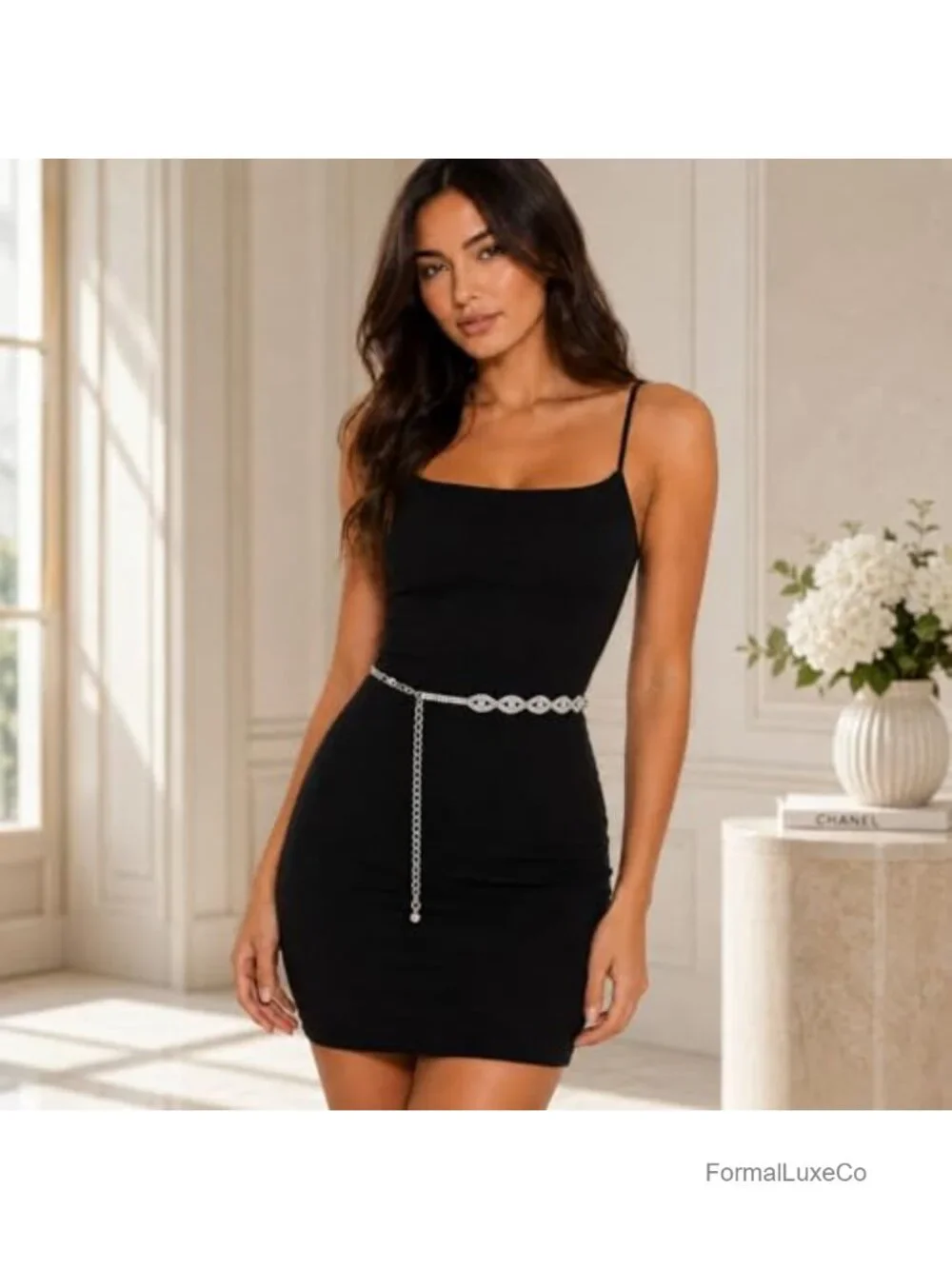 Sparkly Rhinestone Waist Chain Belt for Wedding Party Dress